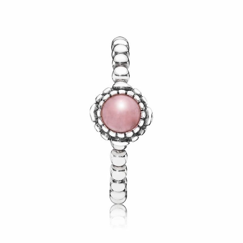 Pandora Birthday Blooms Ring October - Sterling Silver/Pink/Opal - Canada | XI4360PQ